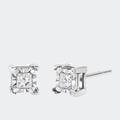 Haus of Brilliance .925 Sterling Silver 1/2 Cttw Miracle Set Princess-Cut Diamond Solitaire Stud Earrings - White - OS