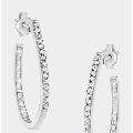 Haus of Brilliance 10K White Gold 1/2 Cttw Round and Baguette-Cut Diamond Hoop Earrings - White - OS