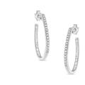 Haus of Brilliance .925 Sterling Silver 1/4 Cttw Diamond Leverback 3/4" Hoop Earrings - White - OS