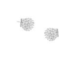 Haus of Brilliance .925 Sterling Silver 1/2 Round And Baguette Diamond Sunburst Floral Cluster Stud Earrings - White - OS