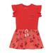 Deux Par Deux Organic Cotton Short Sleeve Dress Red Stripe & Coral Cherry Print - Red - 6