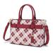 MKF Collection by Mia K Vivian Plaid Pattern Vegan Leather Womenâ€™s Satchel Bag - Red