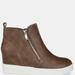 Journee Collection Women's Wide Width Pennelope Sneaker Wedge - Brown - 6.5