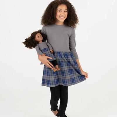 Leveret Matching Girl & Doll Plaid Cotton Skirt Dress - Grey - 8Y