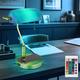 Lampe de bureau lampe de banquier lampe de table vieux laiton verre vert, chargement sans fil port