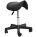 HOMCOM Rolling Saddle Stool Swivel Salon Chair Ergonomic Faux Leather Stool Adjustable Height with Wheels for Spa Salon Massage Office Black