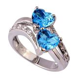 Ashosteey Double Heart Rings Gold Plated for Women Girls Mystic Topaz Zircon Romantic Twist Proposal Wedding Engagement Band Ring Engagement Ring