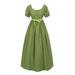 Rovga Plus Size Big Girls Regency Dresses Ruffled Classical Puff Sleeve Empire Waist Dress Belt Gown 15-16 Years