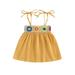 Canis Kids Sleeveless Tie-Up Cami Dress with Crochet Embroidery
