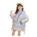 HBYJLZYG Hoodies Coat Padded Jacket Mid Length Tops Kids Girls Winter Warm Thick Colorful Wing Cotton Coat Hooded Down Coat Down Jacket Overcoat