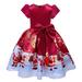 Rovga Toddler Kids Girls Cute Christmas Cartoon Prints Bowknot Princess Dress 12-18 Months