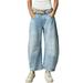 AMILIEe Womens Baggy Mid Rise Jeans Wide Leg Loose Boyfriend Denim Harem Cropped Pants