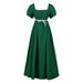 Rovga Plus Size Big Girls Regency Dresses Ruffled Classical Puff Sleeve Empire Waist Dress Belt Gown 17-18 Years