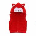 Elainilye Fashion Infant Baby Boys Girls Jacket Beige Ear Hooded Vest Cardigan Zip Tank Top For 3-24 Months Old Kids Red