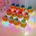 SESAVER Cupcake Stand 3 Tiers Cake Display Stand with LED Light String Acrylic Cupcake Display Shelf Transparent Dessert Tower Table Top Decoration for Birthday Party Wedding Baby Shower