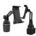 Universal Upgraded 2.0 Premium Secure Cup Holder Car Mount with Long Adjustable Arm and Rotatable Cradle with Quick Release Button - Black