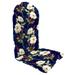 Jordan Manufacturing 49 x 20.5 Rose Garden Navy Floral Rectangular Outdoor Adirondack Chair Cushion with Back Strap