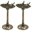 YSSY Set of 2 Birdbath 32 Height Pedestal Bird pp Antique Outdoor Garden Decor Vintage Yard Art