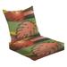 2-Piece Deep Seating Cushion Set Autumn Colorful poster Monstera leaves Exotic plants art print Outdoor Chair Solid Rectangle Patio Cushion Set