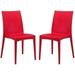 LLBIULife Hickory Indoor-Outdoor Modern Weave Design Stackable Dining Side Chair Set of 2 (Red)