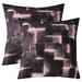YST Geometric Set of 2 Throw Pillow Covers 16x16 Inch Pink Black Pillow Covers For Kids Glowing Light Abstract Geometry Lattice Cushion Covers Modern Square Blocks Cushion Cases