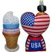 Two Birthday & Patriotic Party Decorations Bundle Includes 4 Foot Tall Inflatable Happy Birthday Tricolor Ice Cream Cone and 5 Foot Tall 4th of July Love Heart with American Flag and Bald Eagle