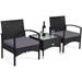 LLBIULife 3 PCS Patio Wicker Rattan Set Rattan Chair with Coffee Table High Load Bearing Chair Conversation Sets for Patio Garden Lawn Backyard Pool (Black)