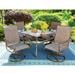 durable 5 Pieces Patio Dining Set Outdoor Furniture Set with 37 Square Wood-Like Table and 4 Padded Textilene Fabric Swivel High Back Chairs for Garden Poolside Backyard Porch