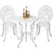 Bistro Table and Chairs Set of 2 Outdoor -3 Piece Outdoor Patio Set Rose Pattern Cast Aluminum Patio Bistro Set for Garden Balcony Durable Rust All-Weather Resistance Rose White