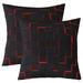 Set Of 2 Red Black Square Throw Pillow Covers Ombre Pattern Cushion Covers Grid Light Square Pillow Covers Western Style Decorative Pillow Covers Reversible Soft Soft Couch Bedroom Decor 24x24 Inch