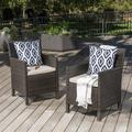 Outdoor Wicker Dining Chairs with Water Resistant Cushions 2-Pcs Set Multibrown / Light Brown