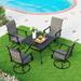 durable 5 Pieces Patio Dining Set Outdoor Furniture Set with 37 Square Wood-Like Table and 4 Padded Textilene Fabric Swivel High Back Chairs for Garden Poolside Backyard Porch