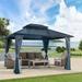 10 x12 Hardtop Gazebo Outdoor Patio Gazebo with Galvanized Steel Double Roof Permanent Gazebo Pavilion with Curtain and Netting for Patio Deck Backyard Black