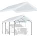 Rutile 10 x20 Carport Canopy ONLY Tent Garage Replacement Top Tarp Car Shelter Cover w/Ball Bungees White (Only Top Cover Frame is not Included)