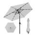 7.5ft Umbrella with 18 LED Lights Solar Market Table Umbrella with Steel Frame Outdoor Garden Umbrella with Crank Handle Fog Grey