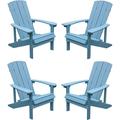 Cozyhom Adirondack Chairs Set of 4 All Weather Resistant Modern Poly Lumber Fire Pit Chairs Composite Adirondack Chairs 350 Lbs for Outdoor Patio Deck Blue