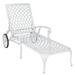 Capri Cast Aluminum Outdoor Chaise Lounge Chair with Wheels Patio Chaise Lounge with Adjustable Backrest Chaise Lounge Outdoor Chair Patio Lounge Chair White