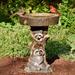 kesoto Garden Bird Bath Bowl Raccoon Statue Figurine Feeding Station Landscape Lawn Resin Feeder Animal Sculpture for Courtyard Deck