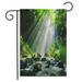 Waterfall Decorative Garden Flag Stream Flowing Forest Rocks Tree Hiking Double Sided House Flags for Outdoor Farmhouse Patio