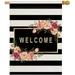 Personalized House Flag Large Double Sided Welcome Flower Welcome Friends Farmhouse Decor Yard Decor Outdoor Decor Black and White Stripes Garden Flag