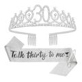 Brenberke 16th Birthday Crown For Birthday Girls Teen Girls Birthday Sash & Set 13 Years Old Birthday Gifts For Teen Girls Rose Gold Crown And Sash 13th Birthday Decorations For Girls 13 P