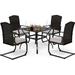 durable VALLEY Patio Dining Set 5 PCS Outdoor Dining Sets Wicker Patio Chairs with Cushion 37\u201Dx37\u201Dx28\u201DSquare Table with 1.57 Umbrella Hole for Outdoor Kitchen Lawn Gar