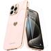 Love-Heart Luxury Case for Apple iPhone 14 Pro Heart Case Cute Design Shiny Bling Cover 3 in 1 Bundle Case with 2 PACK Clear Tempered Glass for Apple iPhone 14 Pro for Women Girls Rose