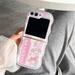 Wavy Phone Case For Samsung Galaxy Z Flip 5 4 3 Cute Hello Kitty Sanrio Blue Kuromi My Melody Edge Back Cover