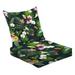 2-Piece Deep Seating Cushion Set Exotic tropical flowers orchid strelitzia hibiscus canna palm monstera Outdoor Chair Solid Rectangle Patio Cushion Set