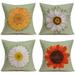 YCHII Flower Pillow Covers 18x18 Inch Summer Daisy Sunflower Floral Farmhouse Decorative Throw Pillow Cases Green Yellow White Flowers Set of 4 Pillows Case for Sofa Couch Bed