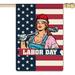 YCHII Happy Labor Day Garden Flag Celebrate Labor Day Double Sided Vertical Working Tools Patriotic USA Flags USA Garden Yard House Flags Banner Outdoor Outside Labor Day Decoration