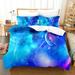 Starry Sky Duvet Cover Sets Galaxy Bedding Set Style Sky Themed Comforter Cover Night Scene Quilt Cover for Kids Girls Children 1 Duvet Cover with 2 Pillow Cases(No Comforter)