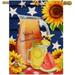 YCHII Watermelon Flower Memorial Day House Flag Summer Double Sided Sunflower Mason Jar Burlap Garden Yard Decoration Patriotic Star Floral Outdoor Decor Decorative Spring Large Flag Lemon