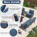 Kullavik Aluminum Outdoor Patio Furniture with Curved Armrests & Firepit Table 5 seats w/FirePit - Navy Blue